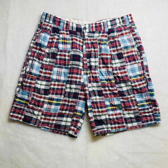 Jos. A. Bank Mens Multicolor Patchwork Madras Plaid Preppy Shorts Size 36 - Picture 1 of 9